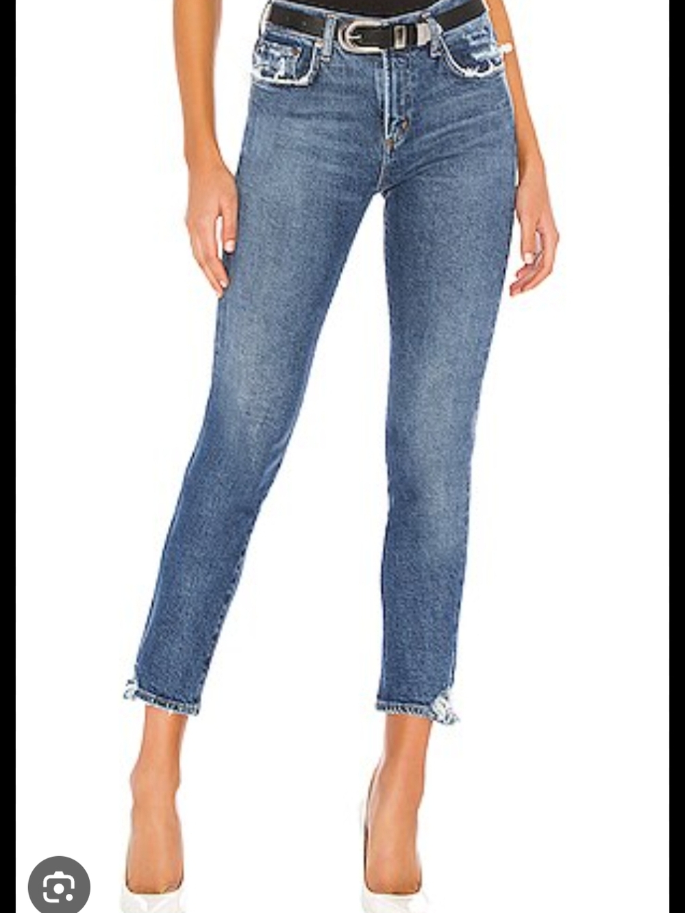 Agolde Toni Slim Ankle Cropped Jeans in Medium Blue Wash, 30